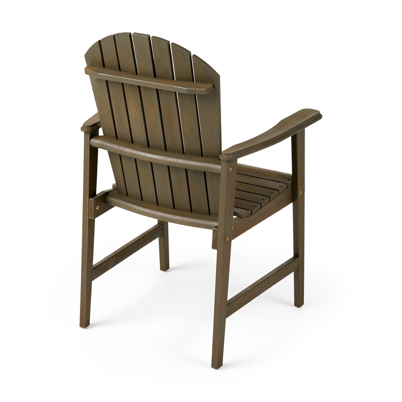 Pima Outdoor Dining Chair Set of 2- Adirondack Taupe Gray Acacia Wood