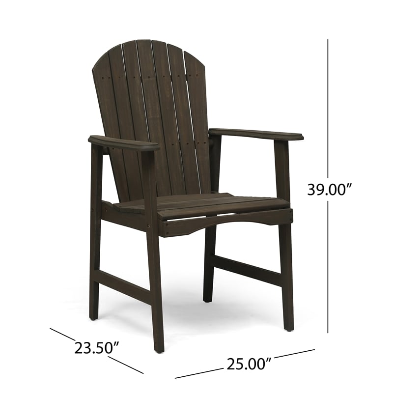 Pima Outdoor Dining Chair Set of 2- Adirondack Taupe Gray Acacia Wood