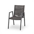 Teny Outdoor Dining Chair Set of 2- Dark Gray Metal. Woven Rope Seat Back