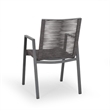 Teny Outdoor Dining Chair Set of 2- Dark Gray Metal. Woven Rope Seat Back