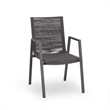 Teny Outdoor Dining Chair Set of 2- Dark Gray Metal. Woven Rope Seat Back
