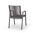 Teny Outdoor Dining Chair Set of 2- Dark Gray Metal. Woven Rope Seat Back