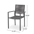 Teny Outdoor Dining Chair Set of 2- Open Back- Woven Rope- Dark Gray Metal