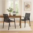 Teny Outdoor Dining Chair Set of 2- Open Back- Woven Rope- Dark Gray Metal