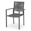 Teny Outdoor Dining Chair Set of 2- Open Back- Woven Rope- Dark Gray Metal