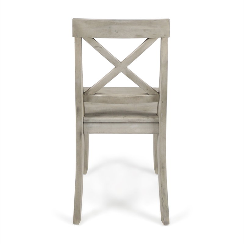 Ricks Dining Chair Set of 2- X Shape Back- Light Gray Acacia Wood Frame