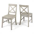 Ricks Dining Chair Set of 2- X Shape Back- Light Gray Acacia Wood Frame