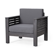 Siyal Outdoor Club Accent Chair Set of 2- Soft Dark Gray- Acacia Wood