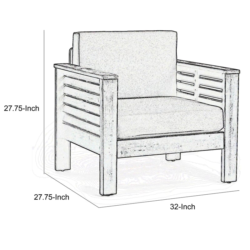Siyal Outdoor Club Accent Chair Set of 2- Soft Dark Gray- Acacia Wood