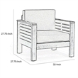 Siyal Outdoor Club Accent Chair Set of 2- Soft Dark Gray- Acacia Wood