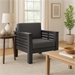 Siyal Outdoor Club Accent Chair Set of 2- Soft Dark Gray- Acacia Wood