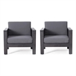 Siyal Outdoor Club Accent Chair Set of 2- Soft Dark Gray- Acacia Wood