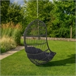 Fam Outdoor Hanging Lounge Chair Swing- Teardrop Design Gray Rattan