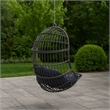 Fam Outdoor Hanging Lounge Chair Swing- Teardrop Design Gray Rattan