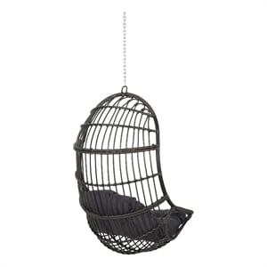 Fam Outdoor Hanging Lounge Chair Swing- Teardrop Design Gray Rattan