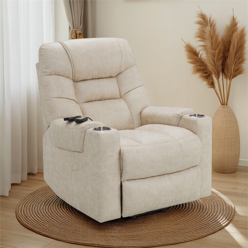 Aira Power Recliner Lift Chair with Heating Massage- Gray Faux Leather