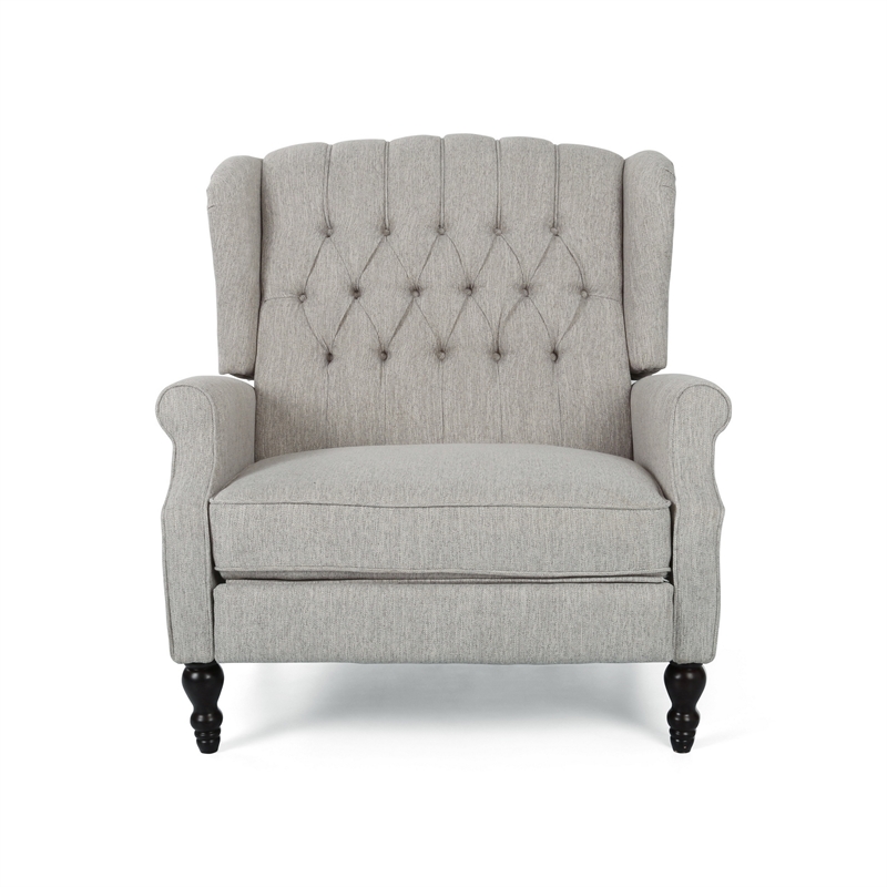 Jade Oversize Wide Chair Manual Recliner- Light Gray Tufted