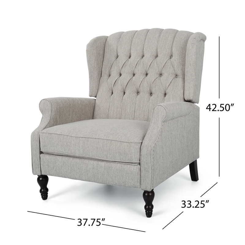 Jade Oversize Wide Chair Manual Recliner- Light Gray Tufted