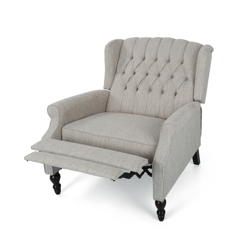 Jade Oversize Wide Chair Manual Recliner- Light Gray Tufted