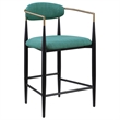 Tiara Counter Height Chair Set of 2- Teal Green- Black Metal 25 Inch