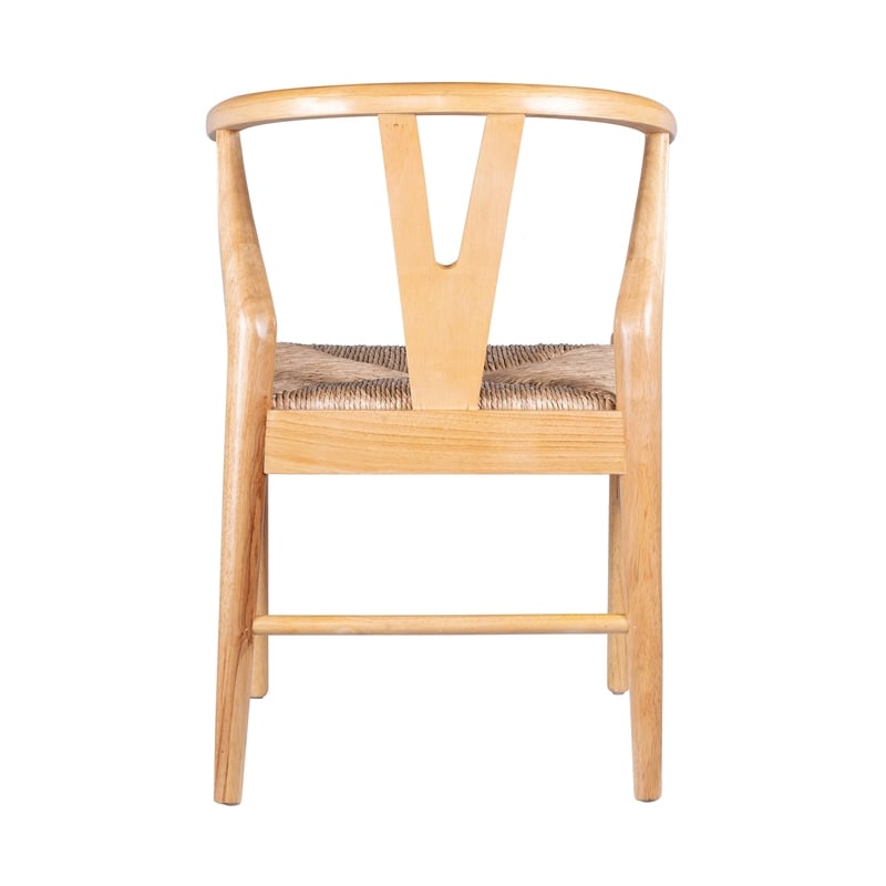 Cera Dining Chair Set of 2- Handwoven Rope Seat- Natural Brown Wood
