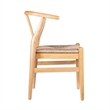 Cera Dining Chair Set of 2- Handwoven Rope Seat- Natural Brown Wood