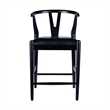Cera Counter Stool Chair- Faux Leather Seat- Black Rubberwood