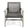 Bops Outdoor Club Chair Set of 2- Graywash Acacia Wood- Gray Wicker