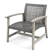 Bops Outdoor Club Chair Set of 2- Graywash Acacia Wood- Gray Wicker