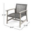 Bops Outdoor Club Chair Set of 2- Graywash Acacia Wood- Gray Wicker