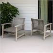 Bops Outdoor Club Chair Set of 2- Graywash Acacia Wood- Gray Wicker