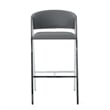 Zoy Barstool Chair Set of 2- Gray Faux Leather Padded- Chrome Iron