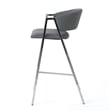 Zoy Barstool Chair Set of 2- Gray Faux Leather Padded- Chrome Iron