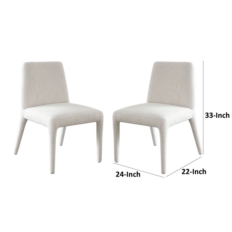 Hena Dining Side Chair Set of 2- Light Oat Polyester Upholstered Frame
