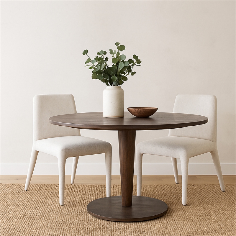 Hena Dining Side Chair Set of 2- Light Oat Polyester Upholstered Frame