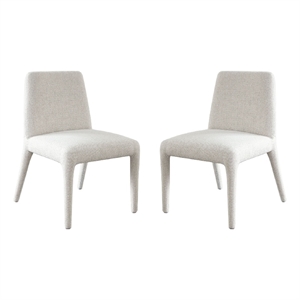 Hena Dining Side Chair Set of 2- Light Oat Polyester Upholstered Frame