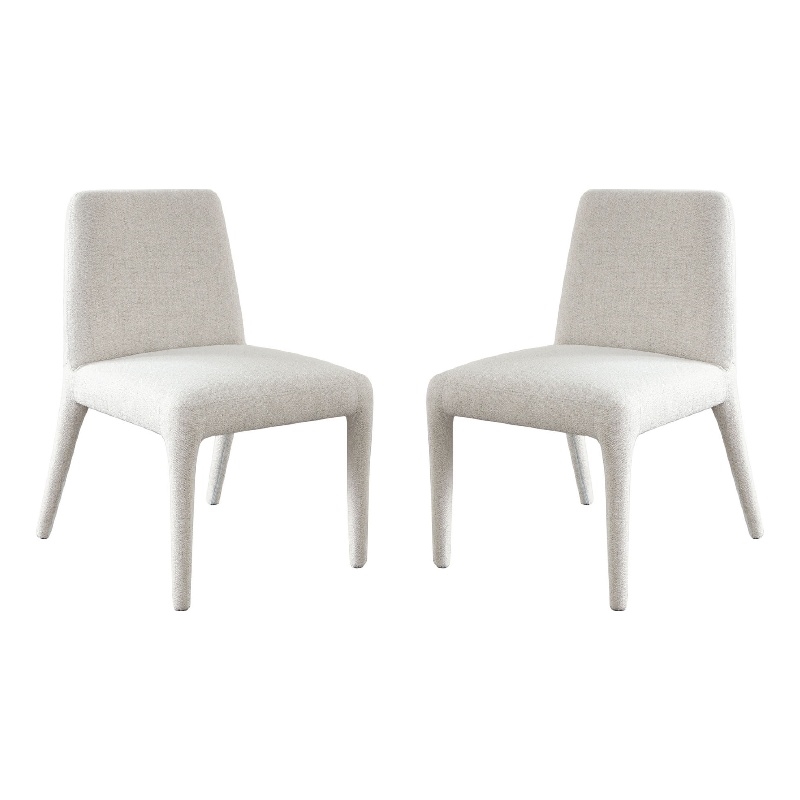 Hena Dining Side Chair Set of 2- Light Oat Polyester Upholstered Frame