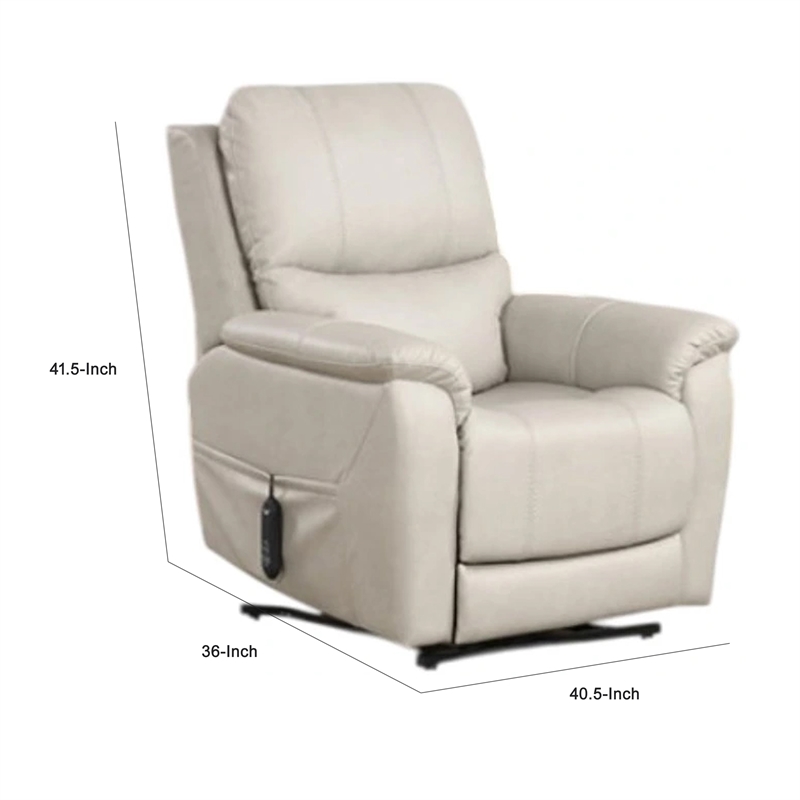 Lift Chair with Power Headrest- Light Gray Faux Leather- USB Charging