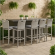 Mio Barstool Chair Set of 6- Thick Seat Cushion- Gray Wicker Frame