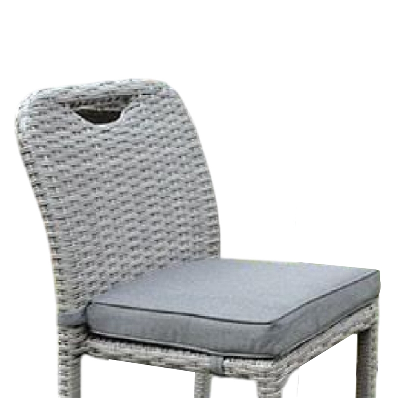 Mio Barstool Chair Set of 6- Thick Seat Cushion- Gray Wicker Frame