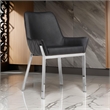 Fuma 23 Inch Set of 2 Dining Chairs- Foam Fill- Black Faux Leather- Silver