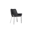 Fuma 23 Inch Set of 2 Dining Chairs- Foam Fill- Black Faux Leather- Silver