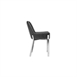 Fuma 23 Inch Set of 2 Dining Chairs- Foam Fill- Black Faux Leather- Silver