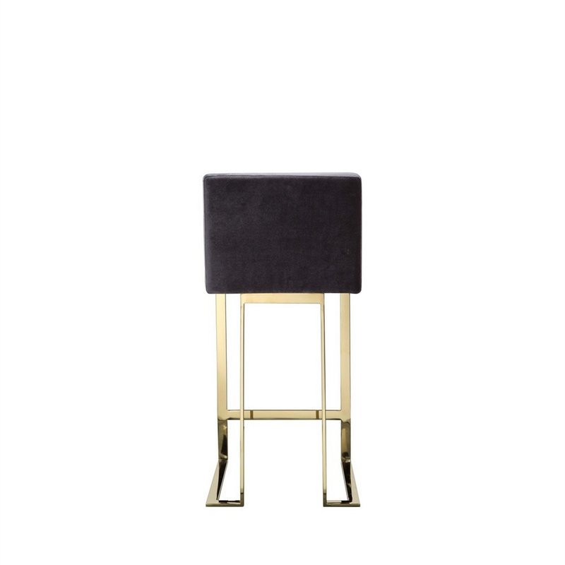 Boly 26 Inch Counter Stool Chair- Cushioned Gray Velvet- Gold Cantilever