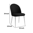 Era 24 Inch Set of 2 Dining Chairs- Curved Back- Black Faux Leather- Chrome