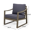 Outdoor Accent Chair- Slat Panels- Sloped Arms- Dark Gray Acacia Wood