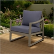 Outdoor Accent Chair- Slat Panels- Sloped Arms- Dark Gray Acacia Wood
