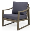 Outdoor Accent Chair- Slat Panels- Sloped Arms- Dark Gray Acacia Wood