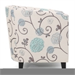 Accent Club Chair- Round Arms- Cream Blue Fabric Floral Details- Birch Wood