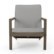 Liah Outdoor Patio Table Set- 2 Chair- Brown Acacia Wood- Gray Polyester